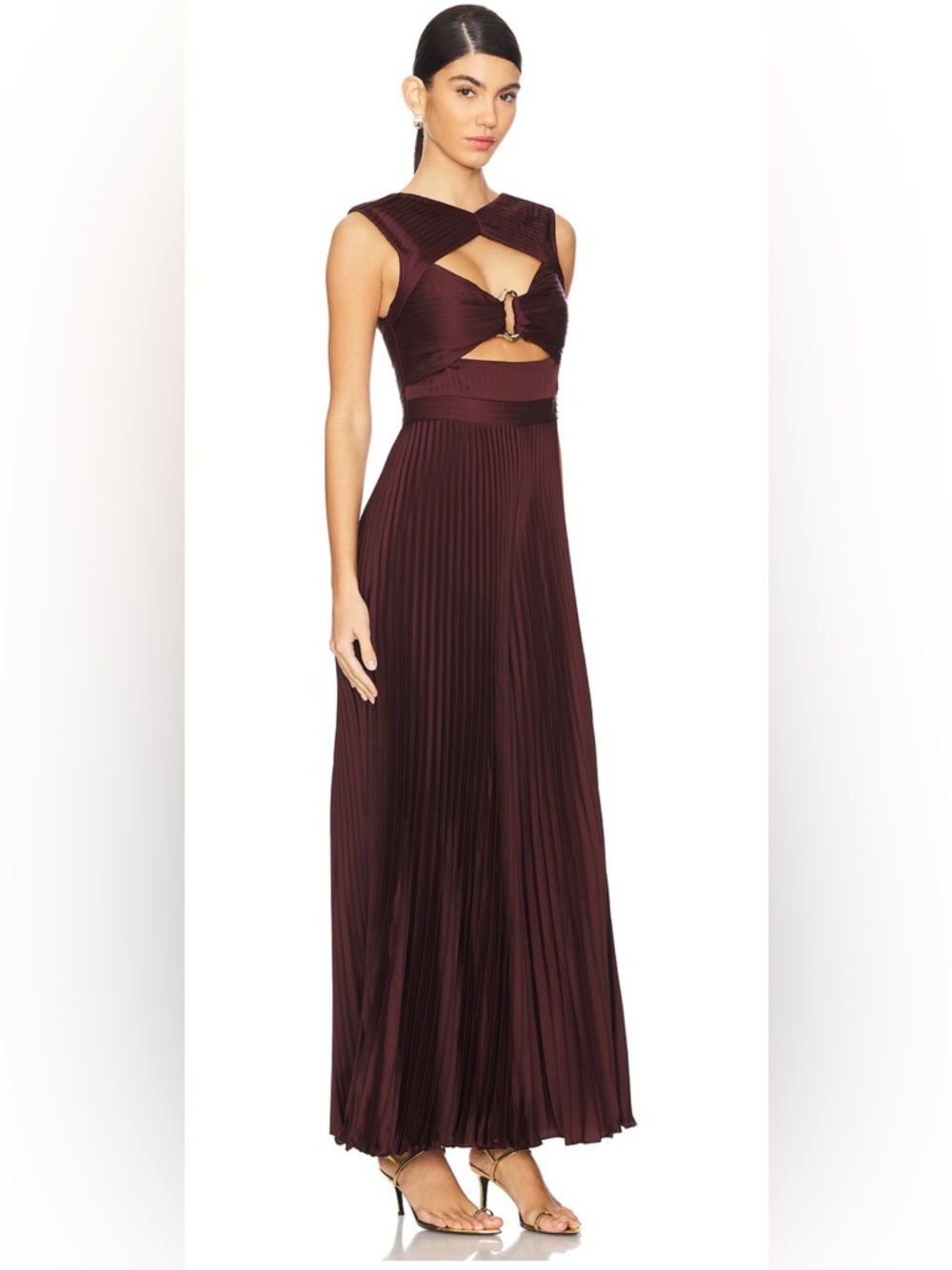 AMUR Rosalynn Pleated Jumpsuit in Smoky Quartz - Picture 4 of 6